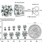 Moissanite Stud Earrings 10MM 925 Silver White Gold - Shop Gold Supply