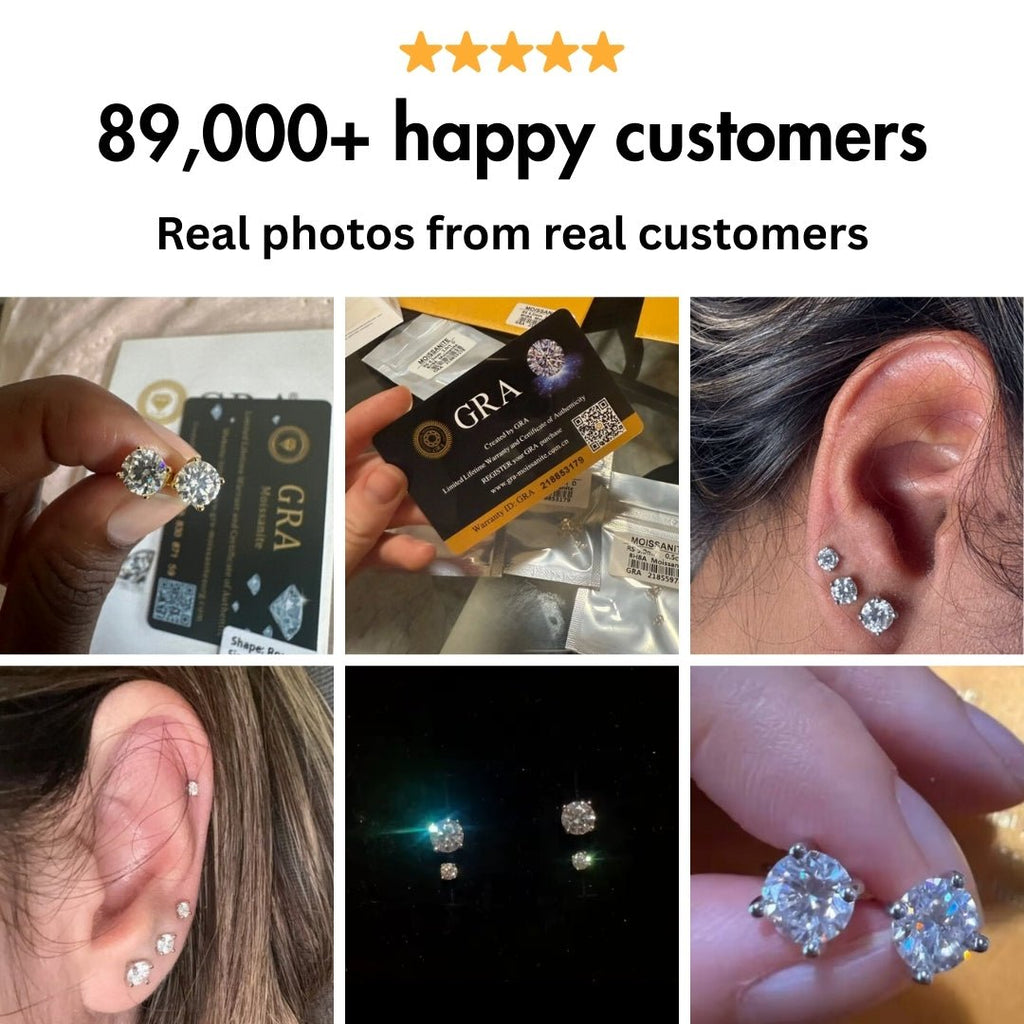 Moissanite Stud Earrings 10MM 925 Silver White Gold - Shop Gold Supply