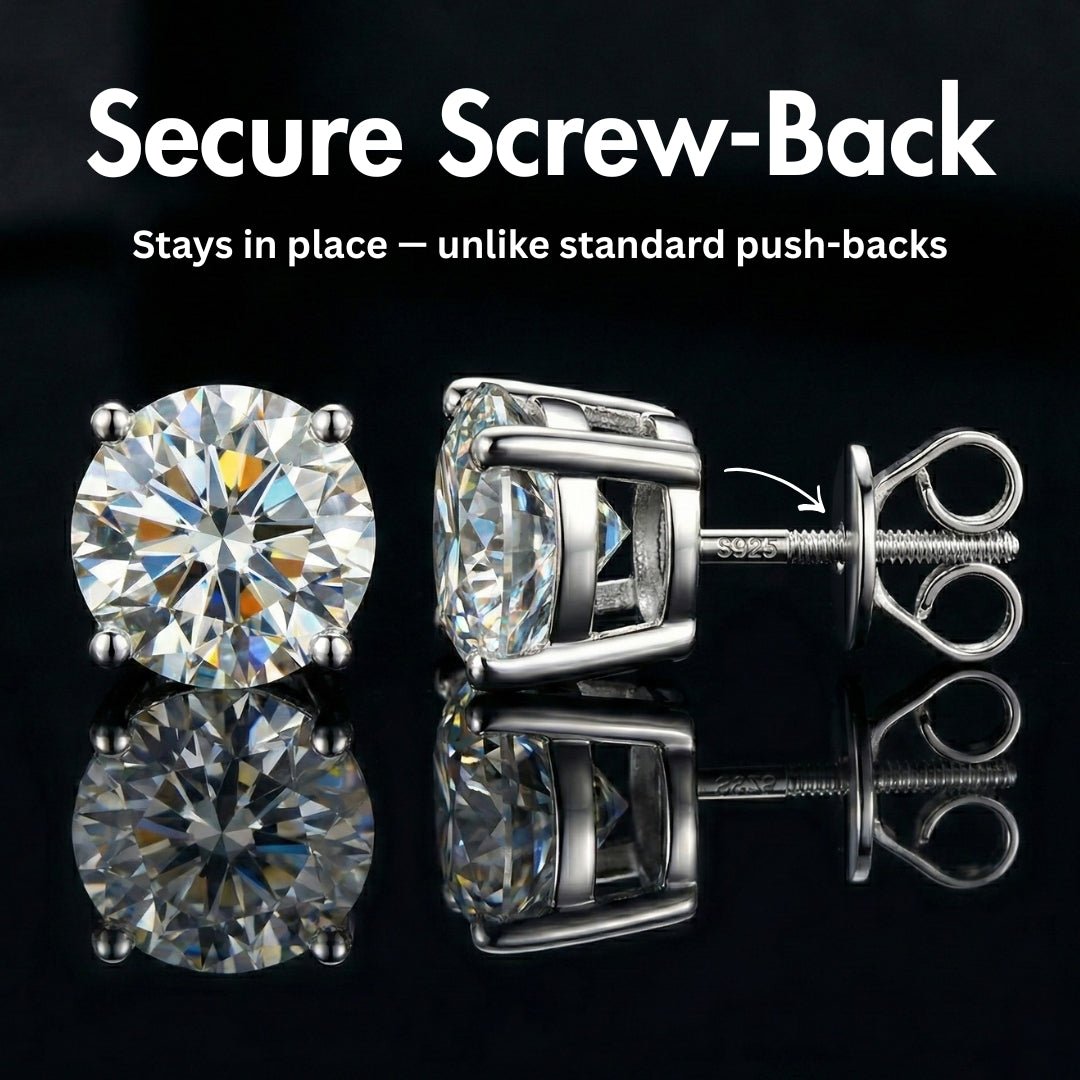 Moissanite Stud Earrings 10MM 925 Silver White Gold - Shop Gold Supply