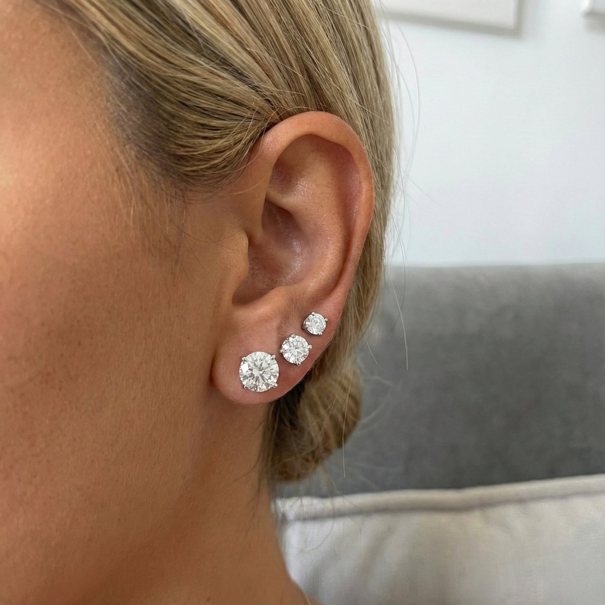 Moissanite Stud Earrings 3MM 925 Silver White Gold - Shop Gold Supply