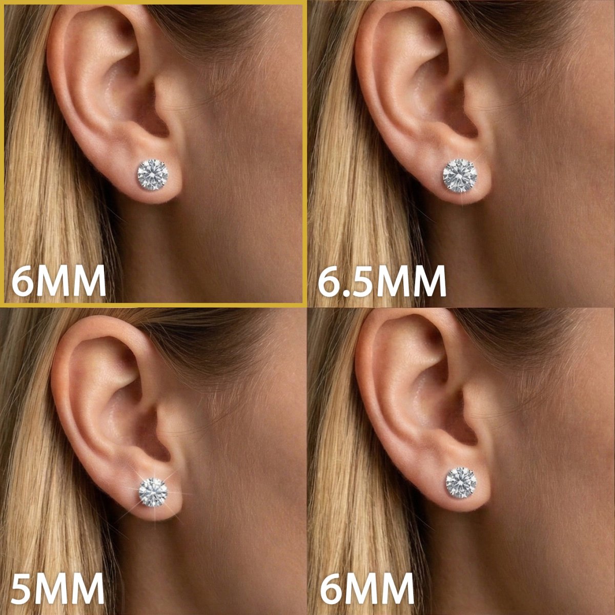 Moissanite Stud Earrings W 10MM 925 Silver White Gold - Shop Gold Supply