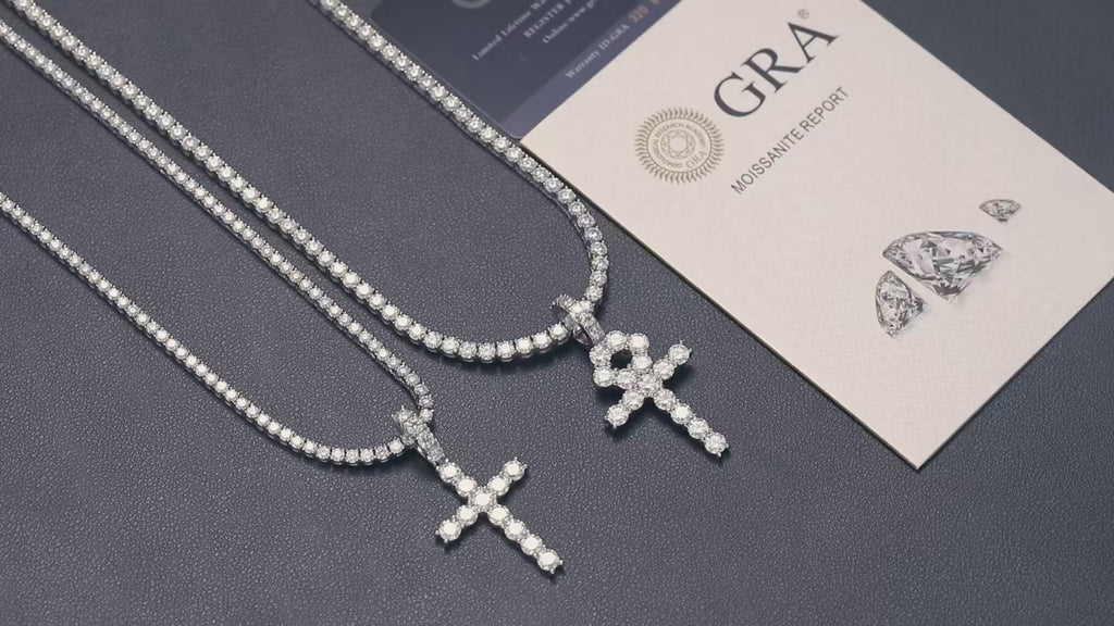 Line Set Moissanite Cross Pendant – “Pure Brilliance” Edition