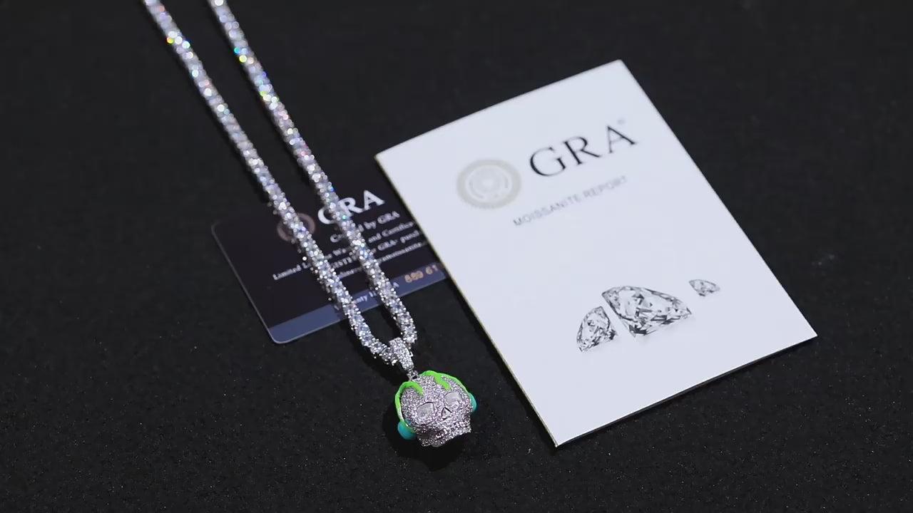 Moissanite Glow Skull Glow Pendant – “Neon Drip” Edition