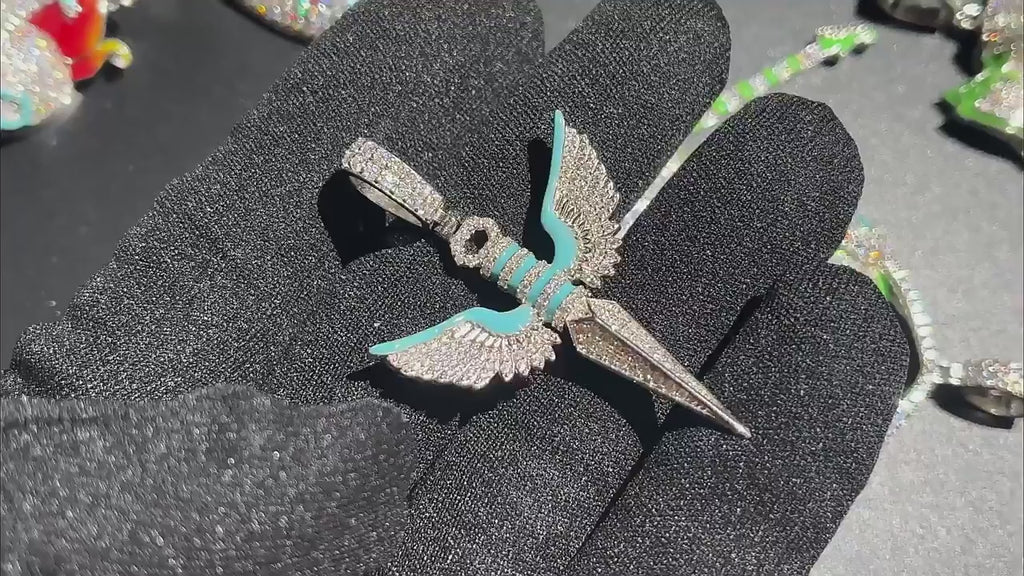 Moissanite Glow Angel Dagger Pendant – “Heaven’s Edge” Edition