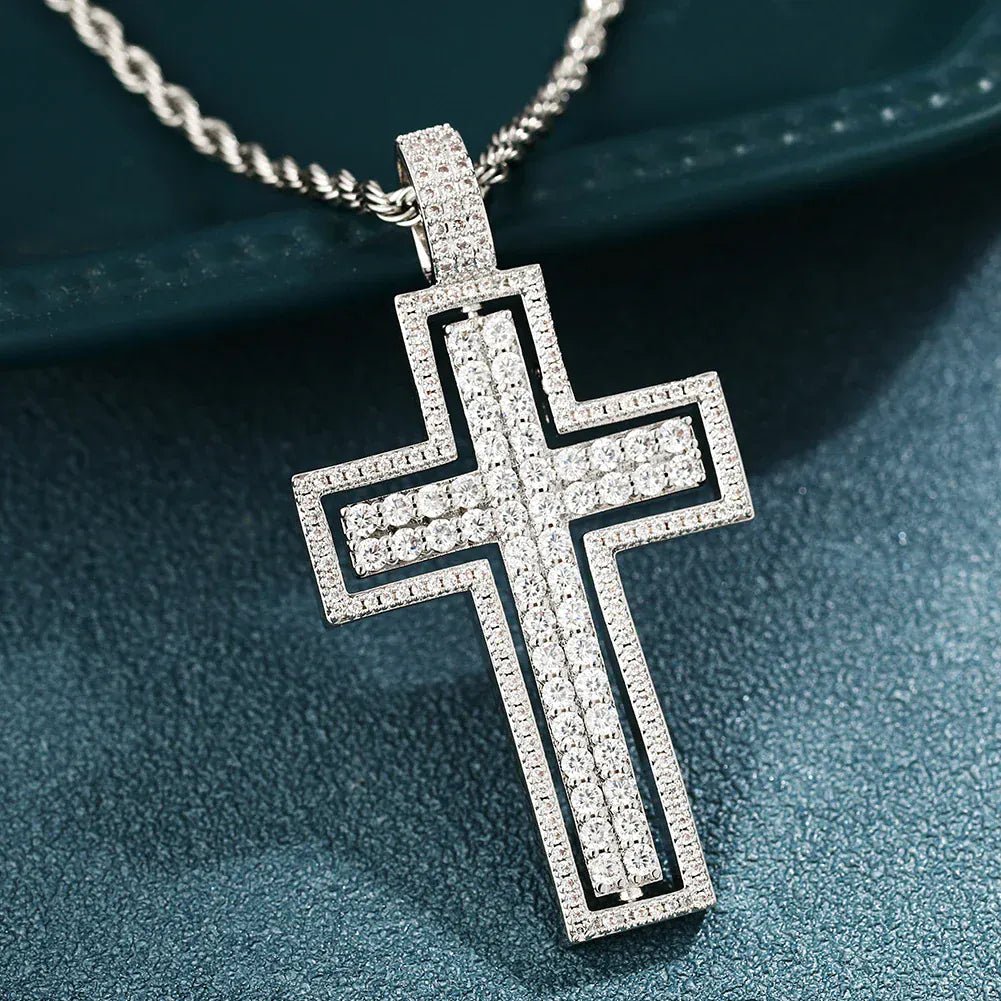 Reversible Iced Cross Pendant – “Double Blessing” Edition 30 IN FREE Rope - Shop Gold Supply