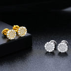 Round Halo Moissanite Stud Earrings – “Solar Burst” Edition White Gold - Shop Gold Supply
