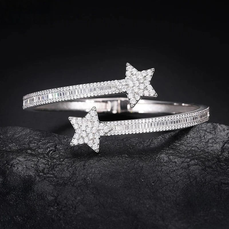 Shooting Star Wrap Bangle Bracelet – “Cosmic Trail” Edition VVS 5A CZ 7 IN - Shop Gold Supply