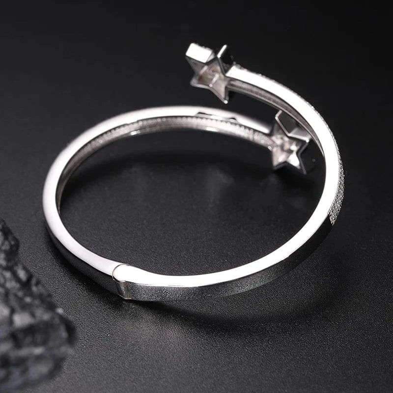 Shooting Star Wrap Bangle Bracelet – “Cosmic Trail” Edition VVS 5A CZ 7 IN - Shop Gold Supply
