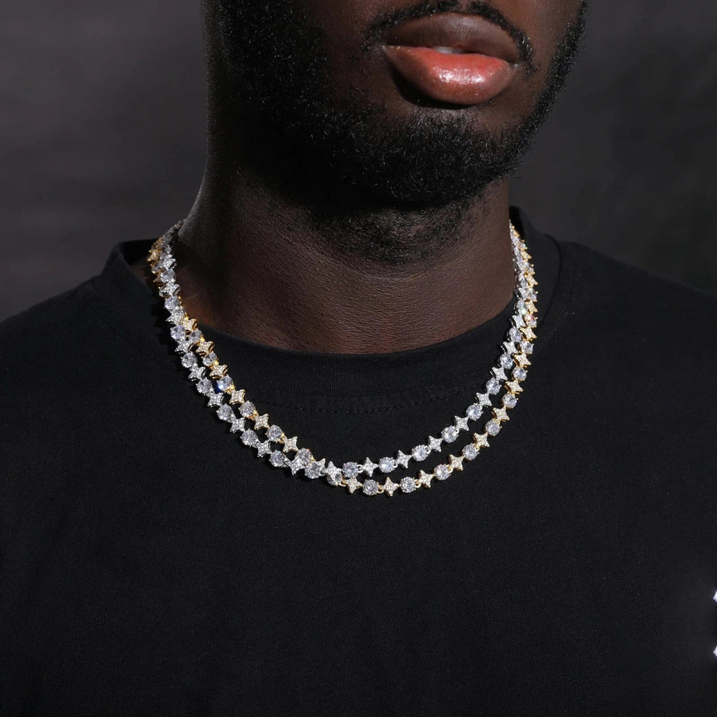 Starburst Tennis Bracelet – “Constellation Links” Edition White Gold 6MM S925 Moissanite 6 IN - Shop Gold Supply