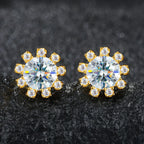 Sunburst Iced Stud Earrings – “Solar Flare” Edition Yellow Gold Moissanite - Shop Gold Supply