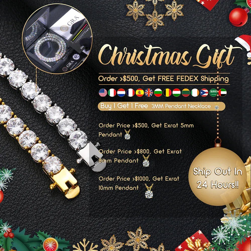 VVS1 Moissanite Tennis Chain / Bracelet 2MM White Gold 6 IN (Bracelet) - Shop Gold Supply