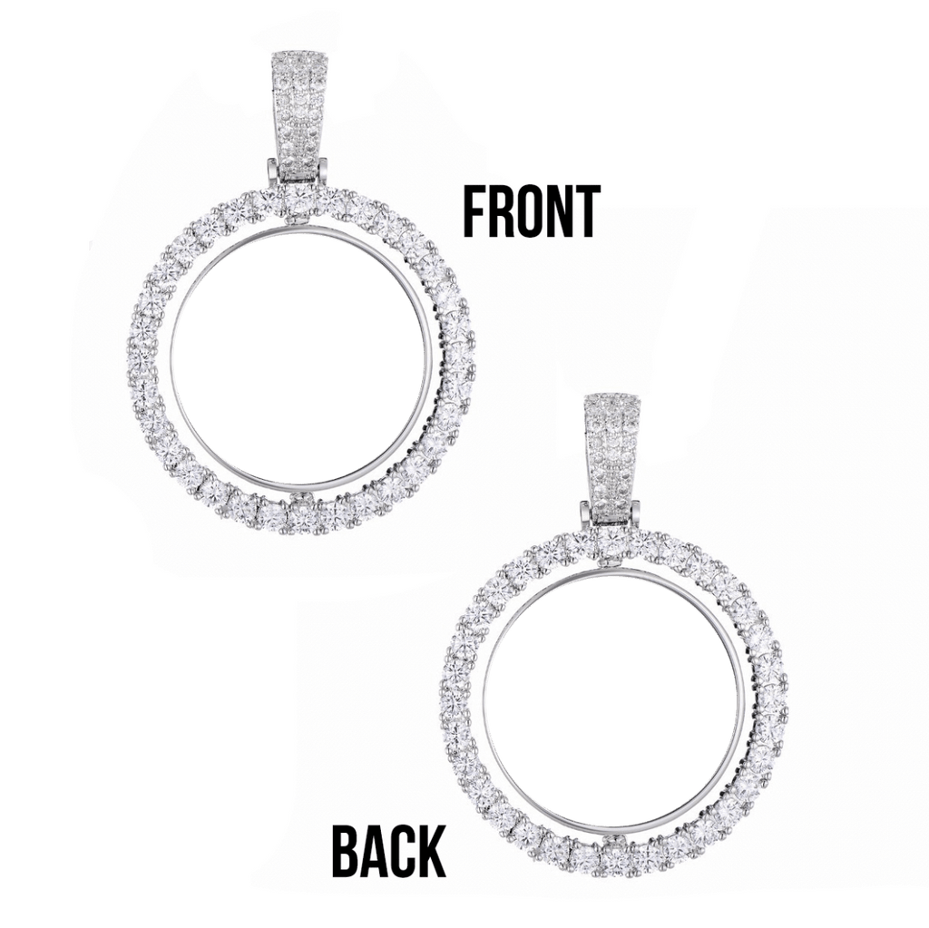 Custom Double Sided Photo Necklace Silver Rope 18 IN - Shop Gold Supply