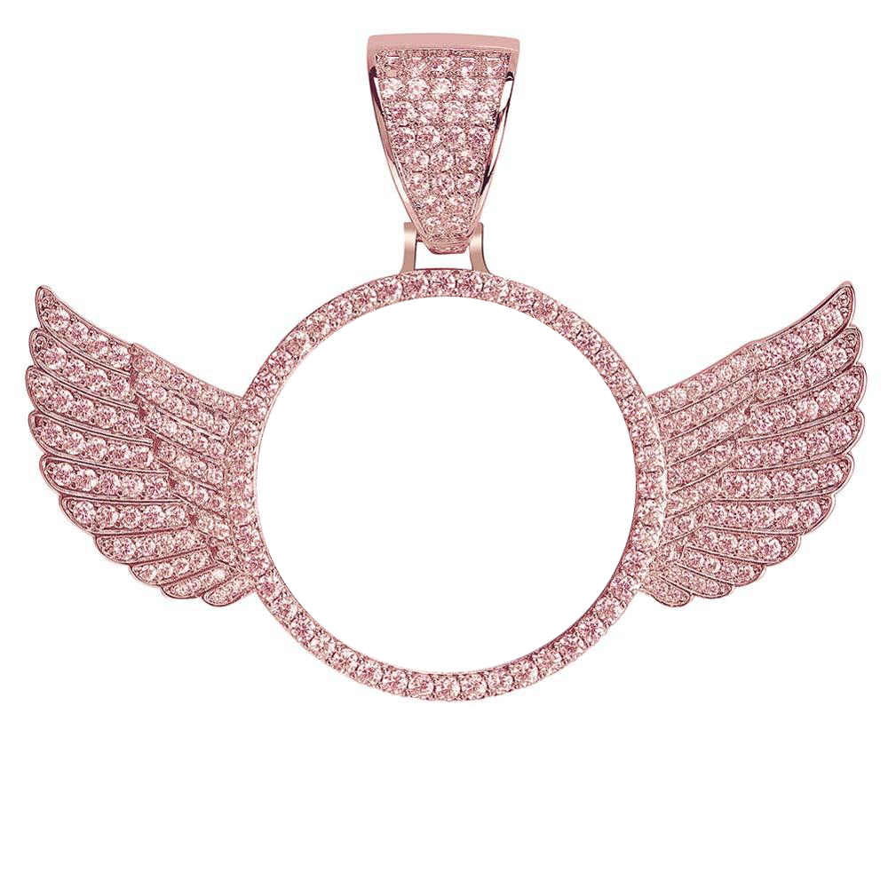 Custom Wings Photo Necklace Rose Gold Rope 18 IN - Shop Gold Supply