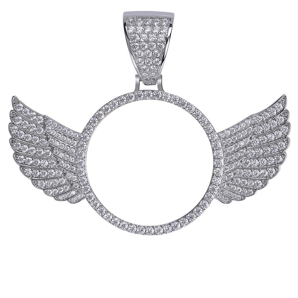 Custom Wings Photo Necklace Silver Rope 18 IN - Shop Gold Supply